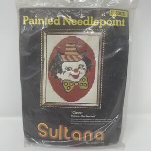 Vintage Sultana Painted Needlepoint Kit Clown Picture 9x12 Yarn 80031 Craft